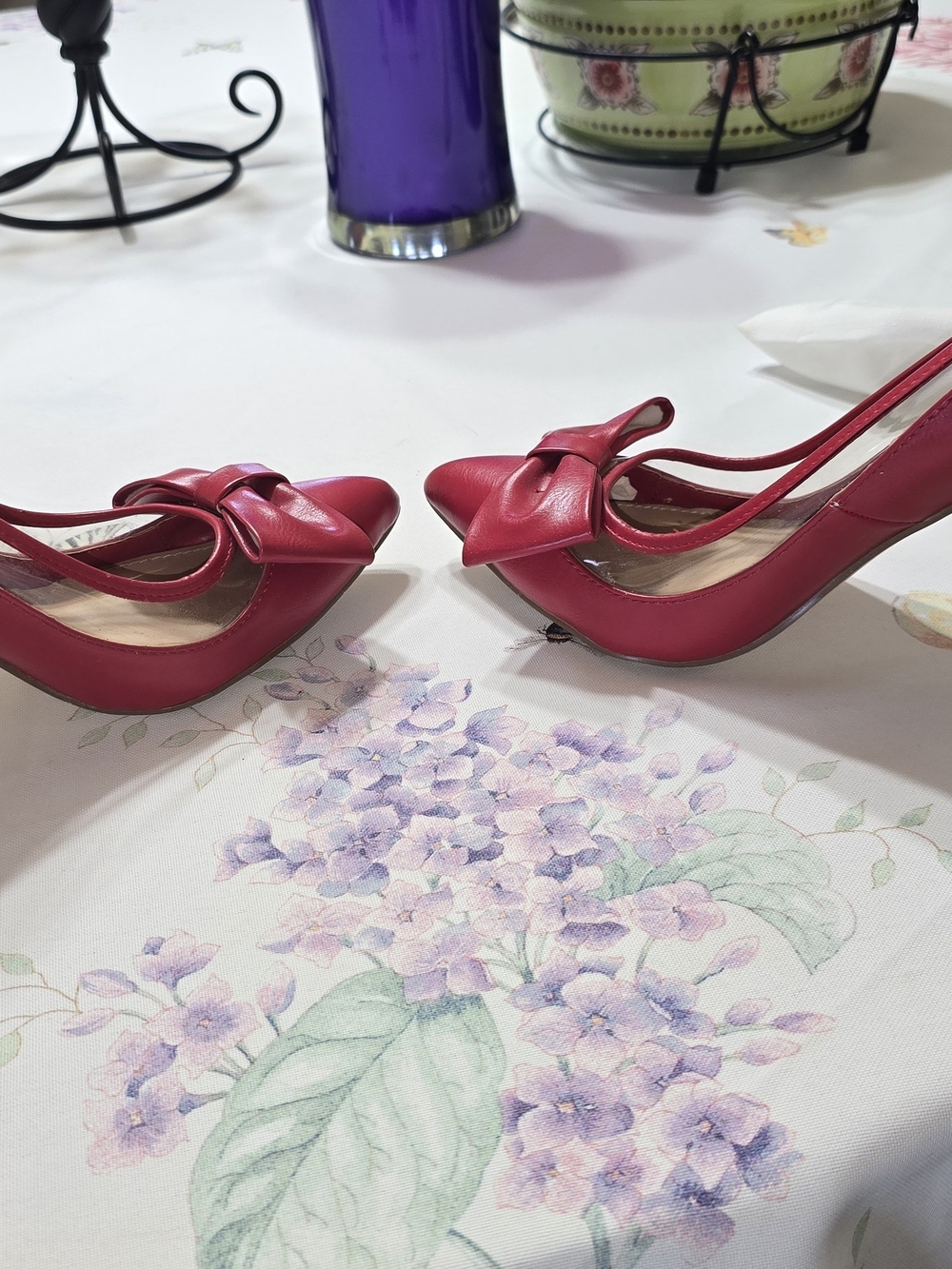 Women’s Red Bow Pointed-Toe Slingback Heels